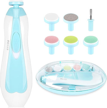 Vroxly Electric Baby Nail Trimmer & Filer Kit | Safe Baby Nail Clipper with 6 Grinding Heads | Newborn Essentials | Nail Cutter for Infants, Toddlers & Kids